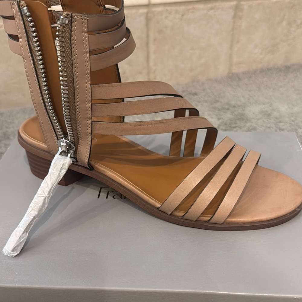 Franco Sarto Tan Leather Sandals Strappy Design